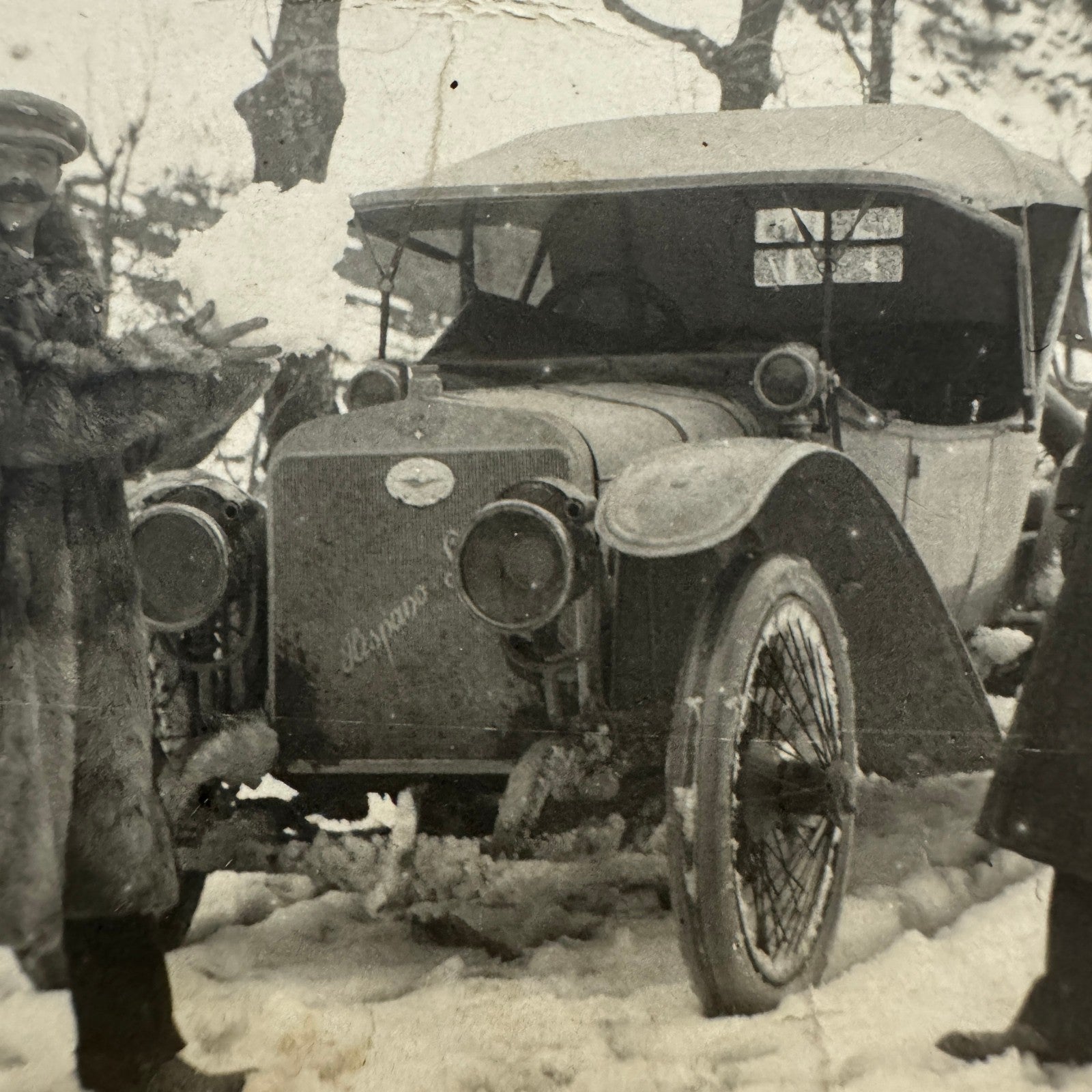 Vintage Postcard Real Photo Postcard RPPC Post Card Men Car Automobile Snow