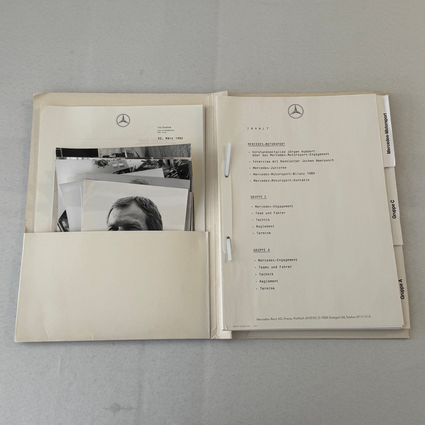 1990 Mercedes Benz Racing Motorsport Factory Press Kit 190E C9 C11 Cars GERMAN