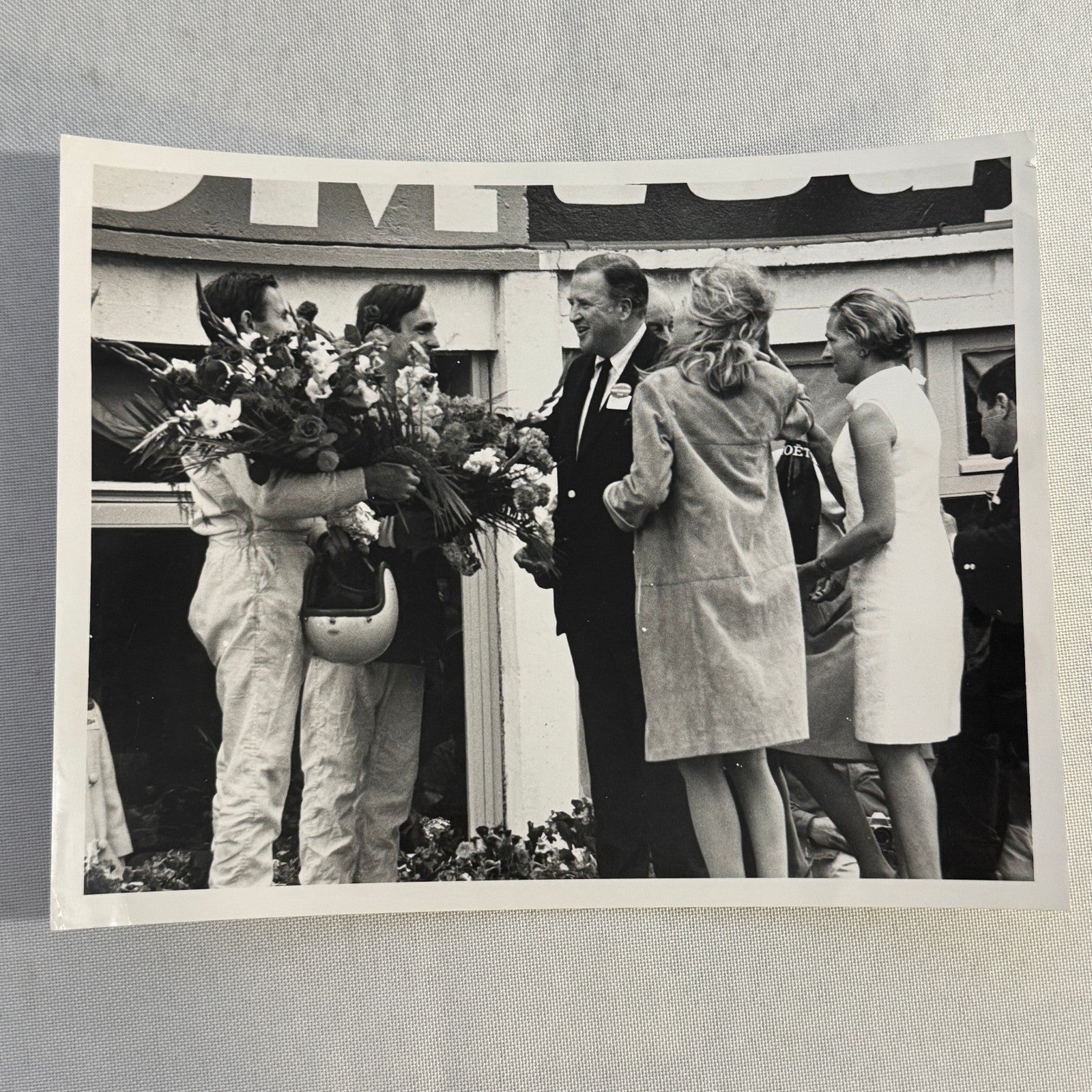 Vintage Racing Photograph Bruce McLaren Chris Amon Henry Ford II 1966 LeMans