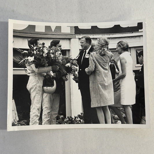 Vintage Racing Photograph Bruce McLaren Chris Amon Henry Ford II 1966 LeMans