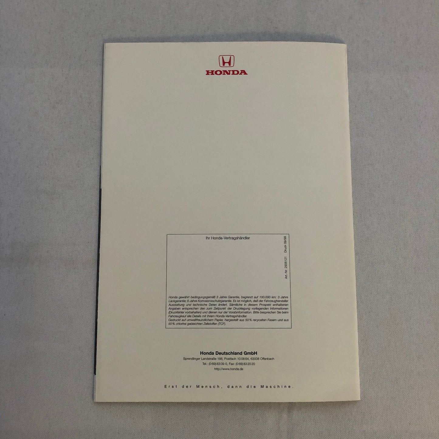Honda NSX Car Sales Brochure GERMAN Text European Market