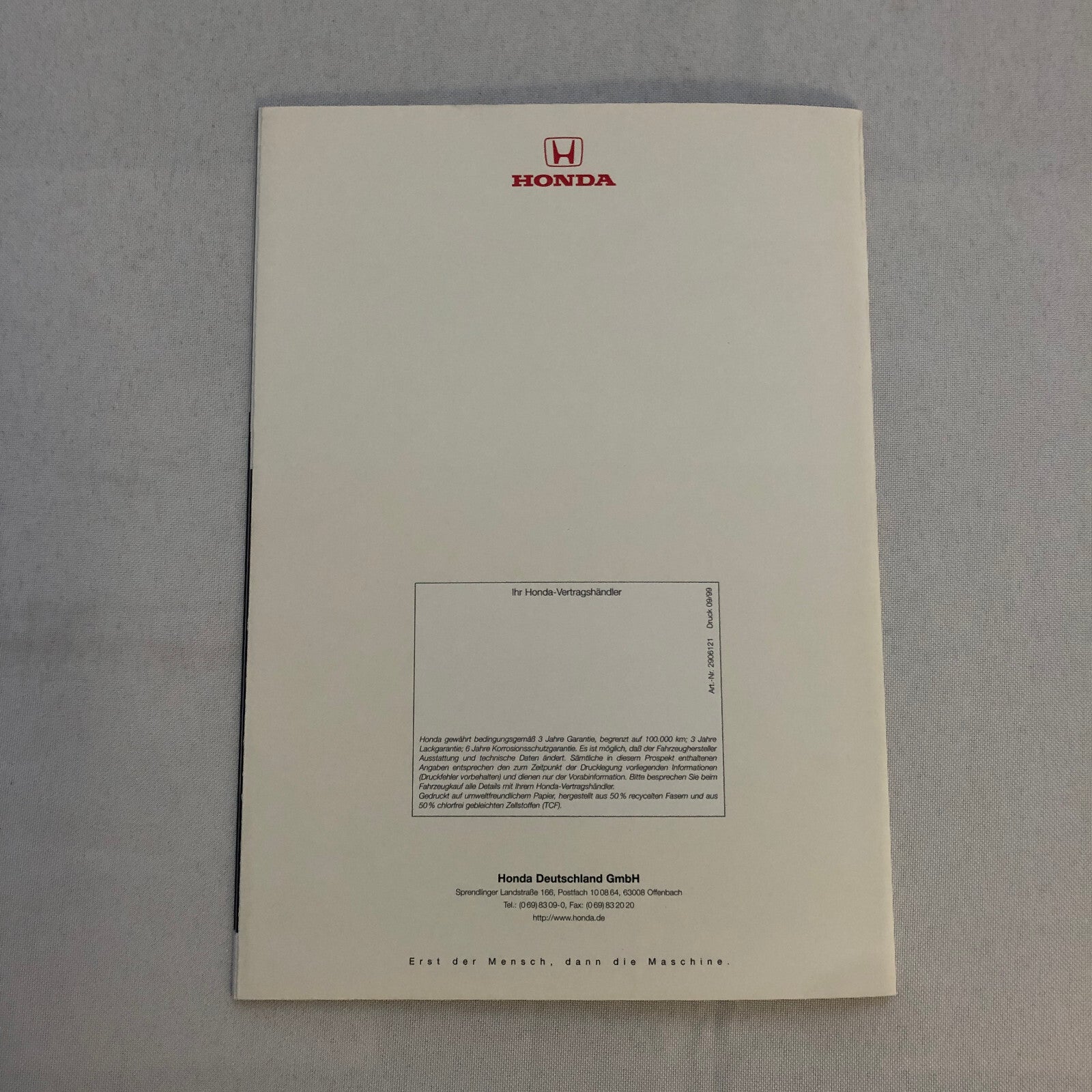 Honda NSX Car Sales Brochure GERMAN Text European Market