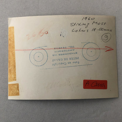 Vintage Racing Photo Photograph Stirling Moss Lotus 18 Climax Car 1960