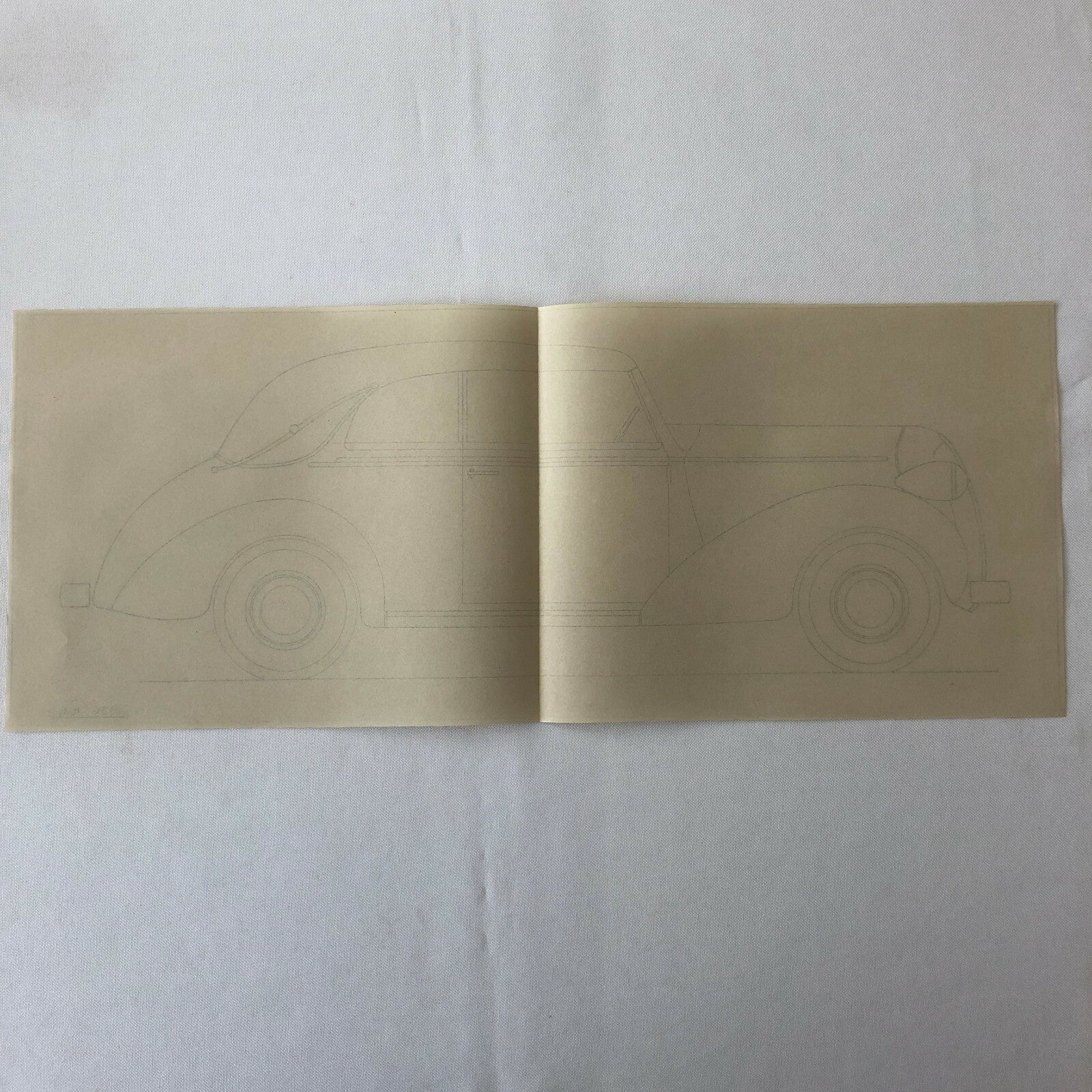 1936 Coachbuilder Car Design Blueprint Rendering Blue Print Coupe Body Style 