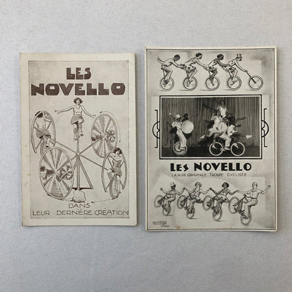 Circus Bicycle Performer Vintage Postcard Post Card Lot of 2 Les Novello French