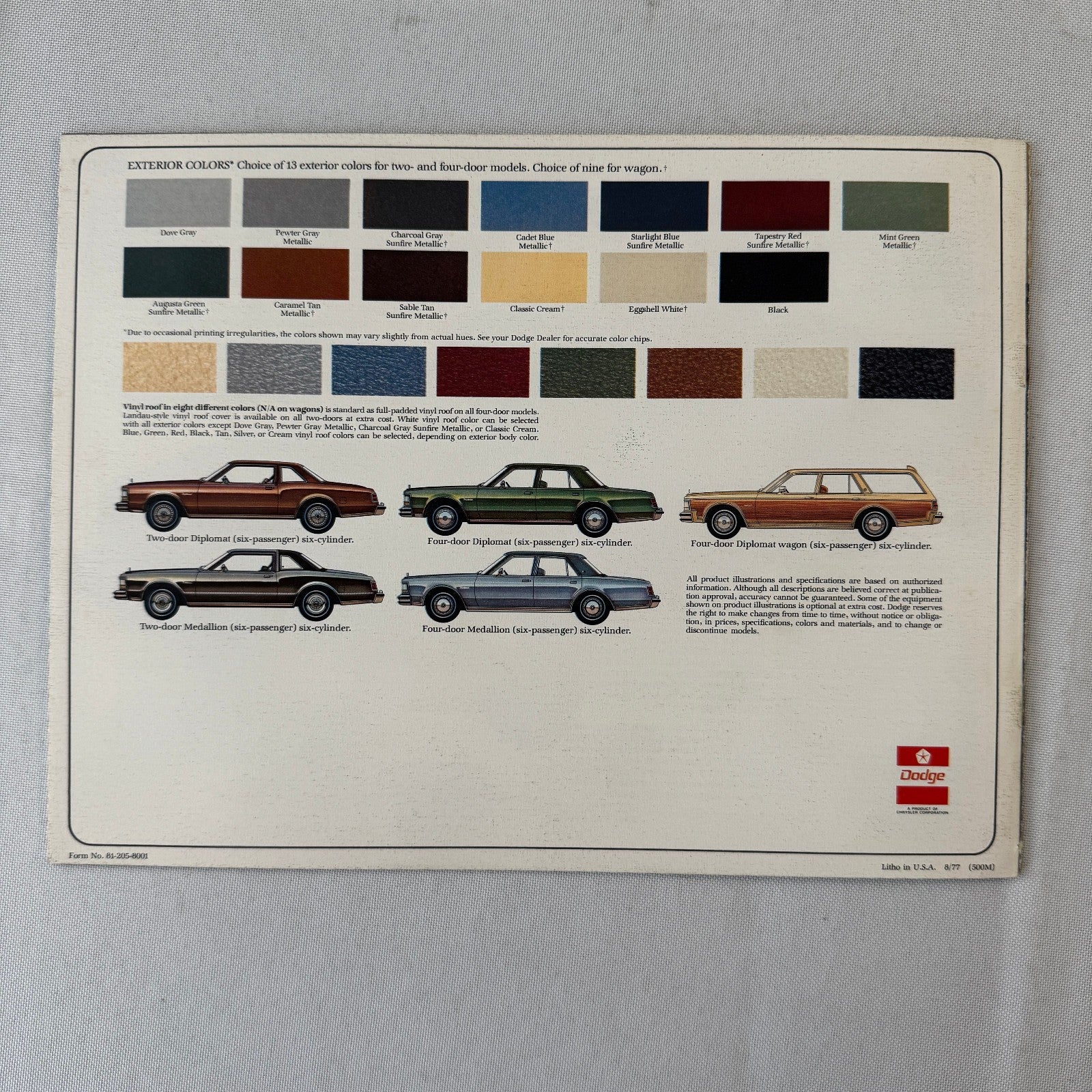 1978 Dodge Diplomat Car Sales Brochure Catalog Vintage Automobile Wagon Coupe