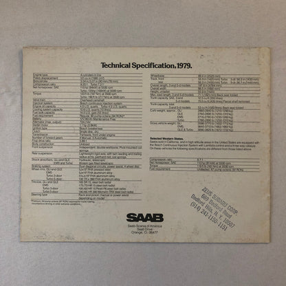 1979 Saab 900 Series Sales Brochure Catalog 900 EMS 900 Turbo 900 GLE