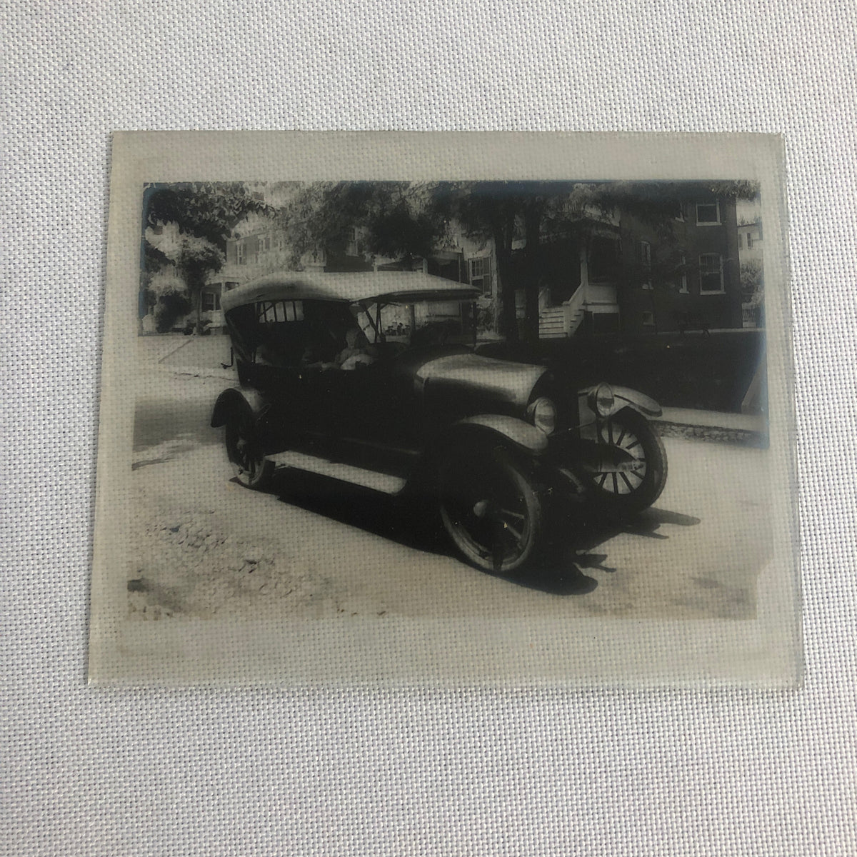 Antique Glass Plate Lantern Slide Photo Car Automobile Family Baby Children