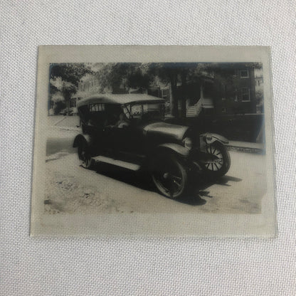 Antique Glass Plate Lantern Slide Photo Car Automobile Family Baby Children