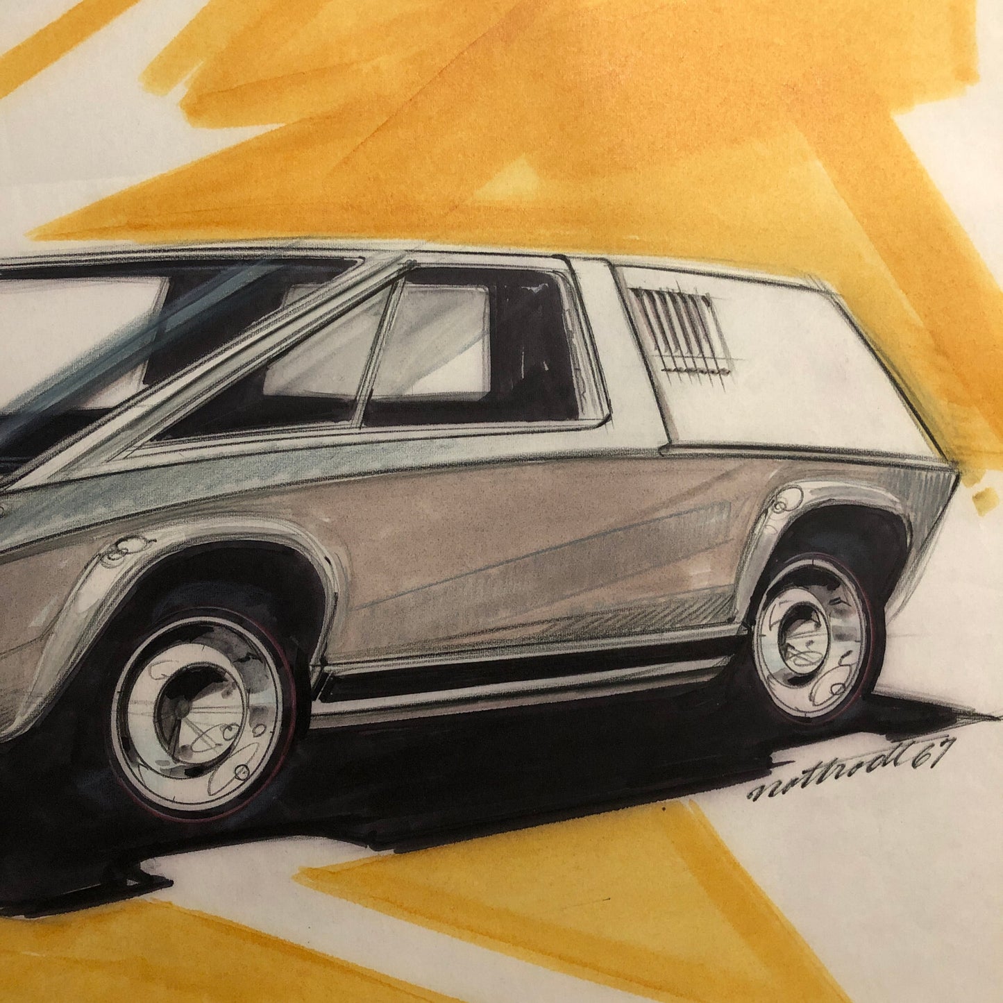 Styling Concept Car Illustration Art Drawing Sketch Vintage 1967 Nottrodt