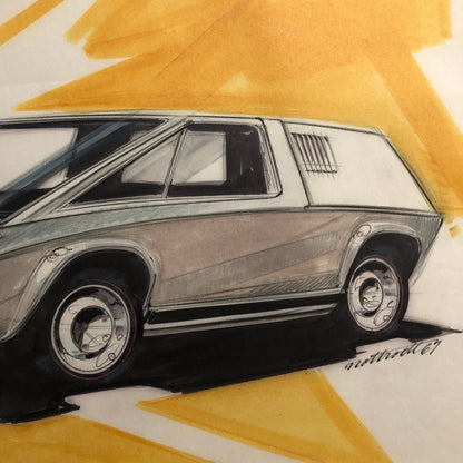 Styling Concept Car Illustration Art Drawing Sketch Vintage 1967 Nottrodt