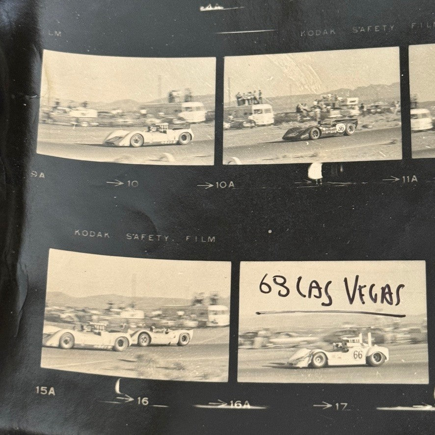 Vintage 1969 Las Vegas Can Am Racing Photo Contact Sheet Photograph Chaparral