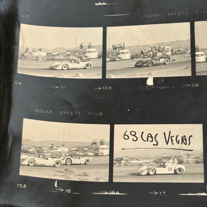Vintage 1969 Las Vegas Can Am Racing Photo Contact Sheet Photograph Chaparral