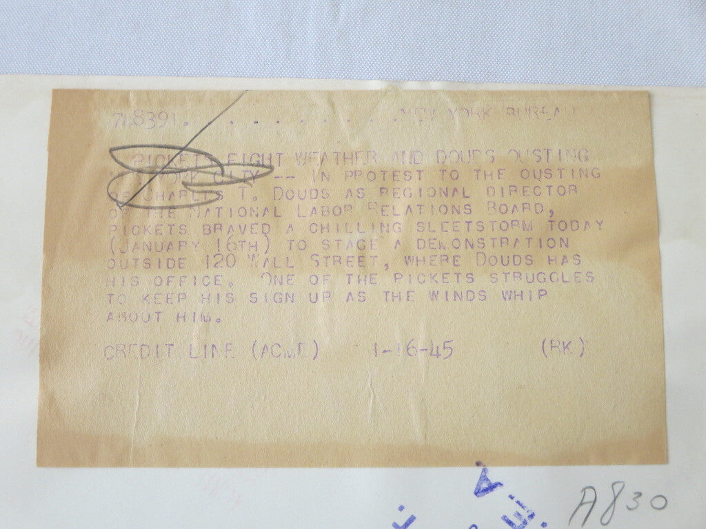 1945 Press Photograph Photo UAW CIO Workers Protest Charles T Douds Removal 