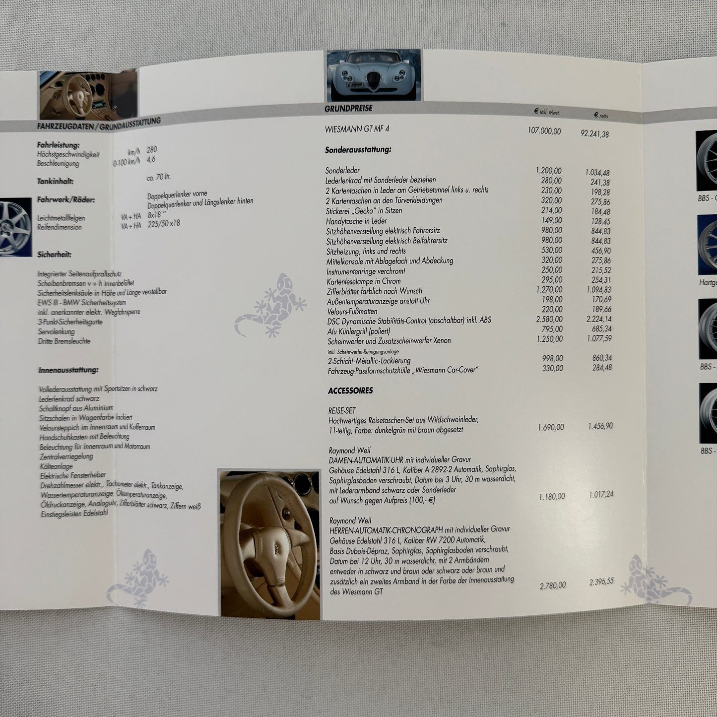 2005 Wiesmann GT Brochure Catalog Sports Car GERMAN Text