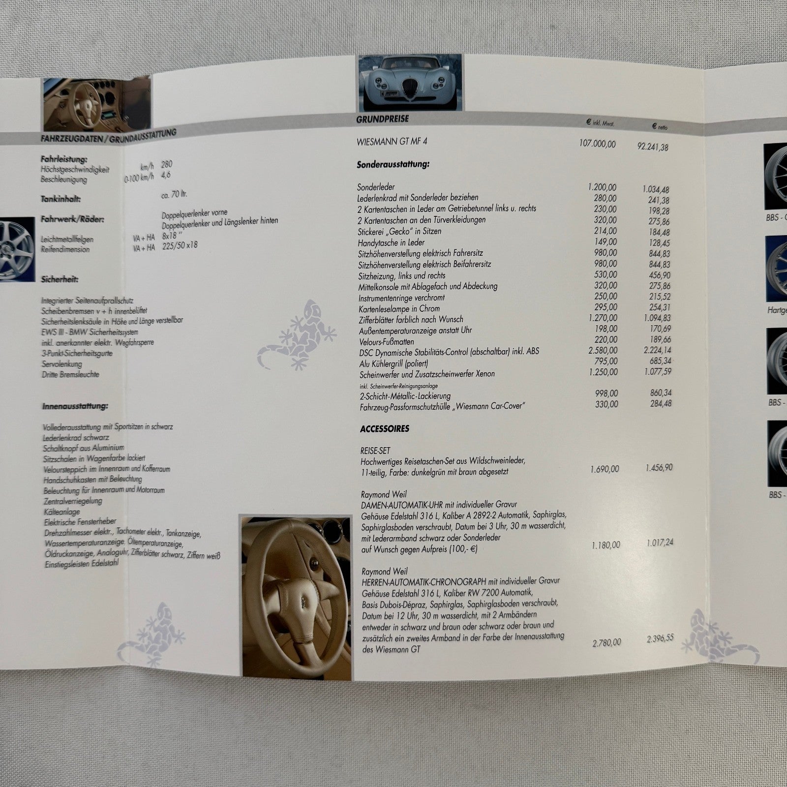 2005 Wiesmann GT Brochure Catalog Sports Car GERMAN Text