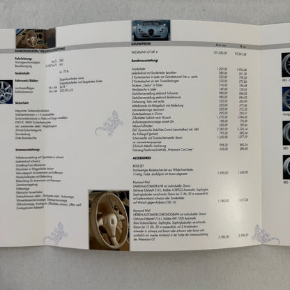 2005 Wiesmann GT Brochure Catalog Sports Car GERMAN Text