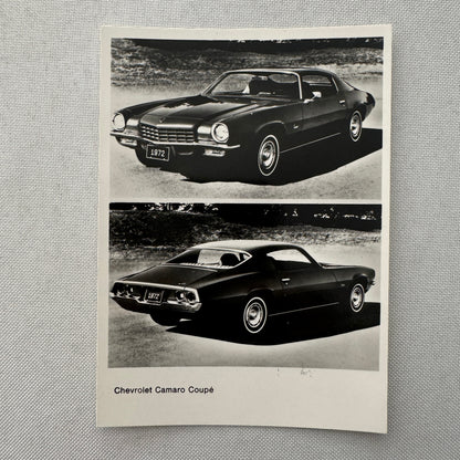 Chevrolet Camaro Factory Press Photo Photograph Vintage 1972 1973