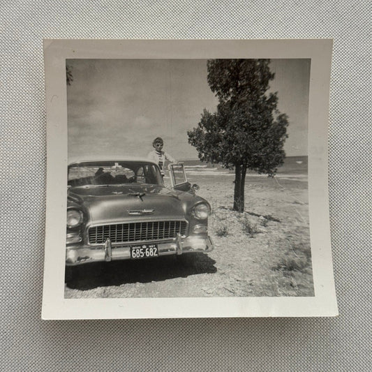 Chevrolet Car with Woman Photo Photograph Print Snapshot Vintage