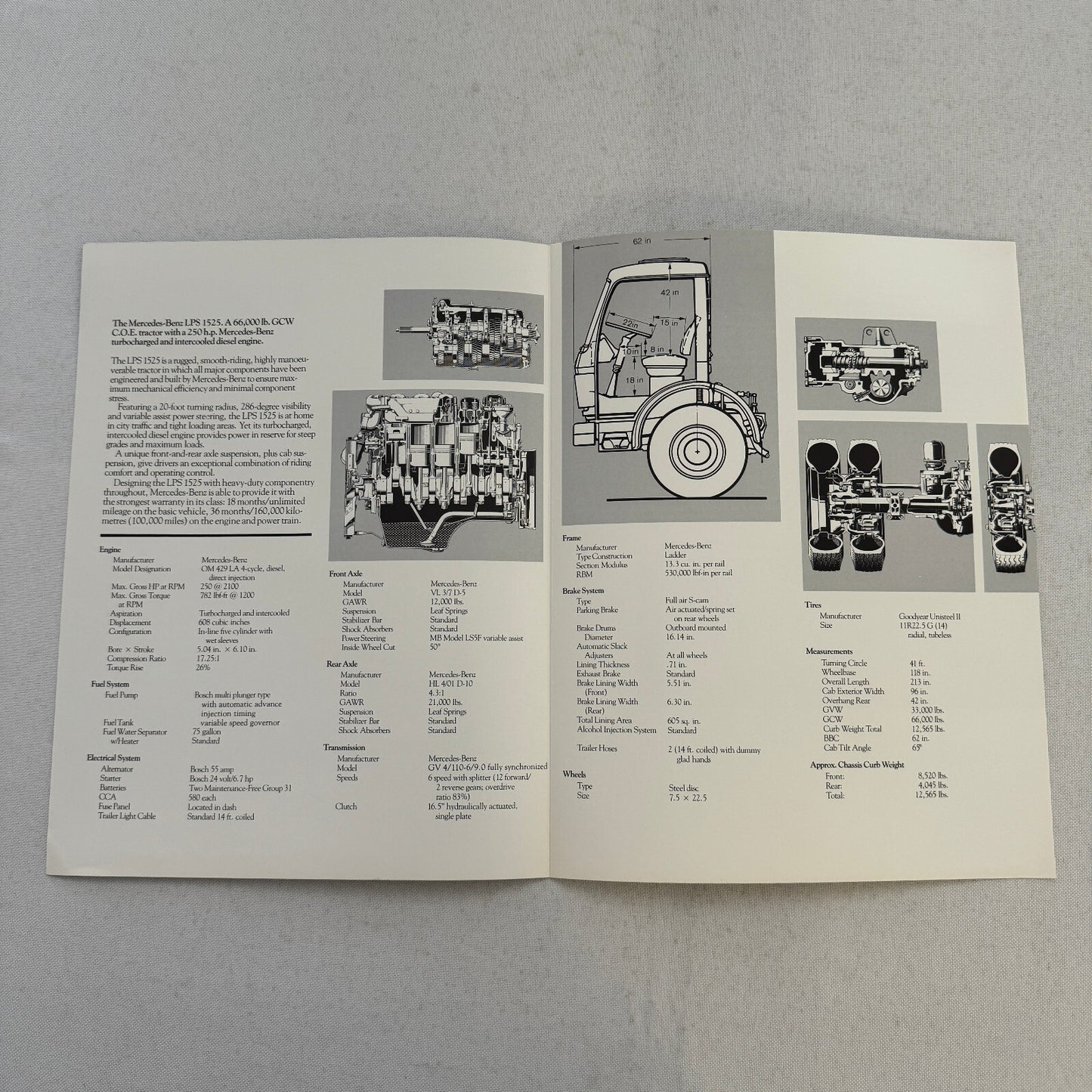 Mercedes Benz Truck Sales Brochure Catalog LPS 1525 Diesel Tractor 1985