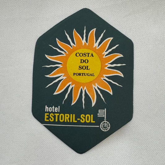 Vintage Hotel Travel Luggage Label Costa Do Sol Portugal Hotel Estoril Sol
