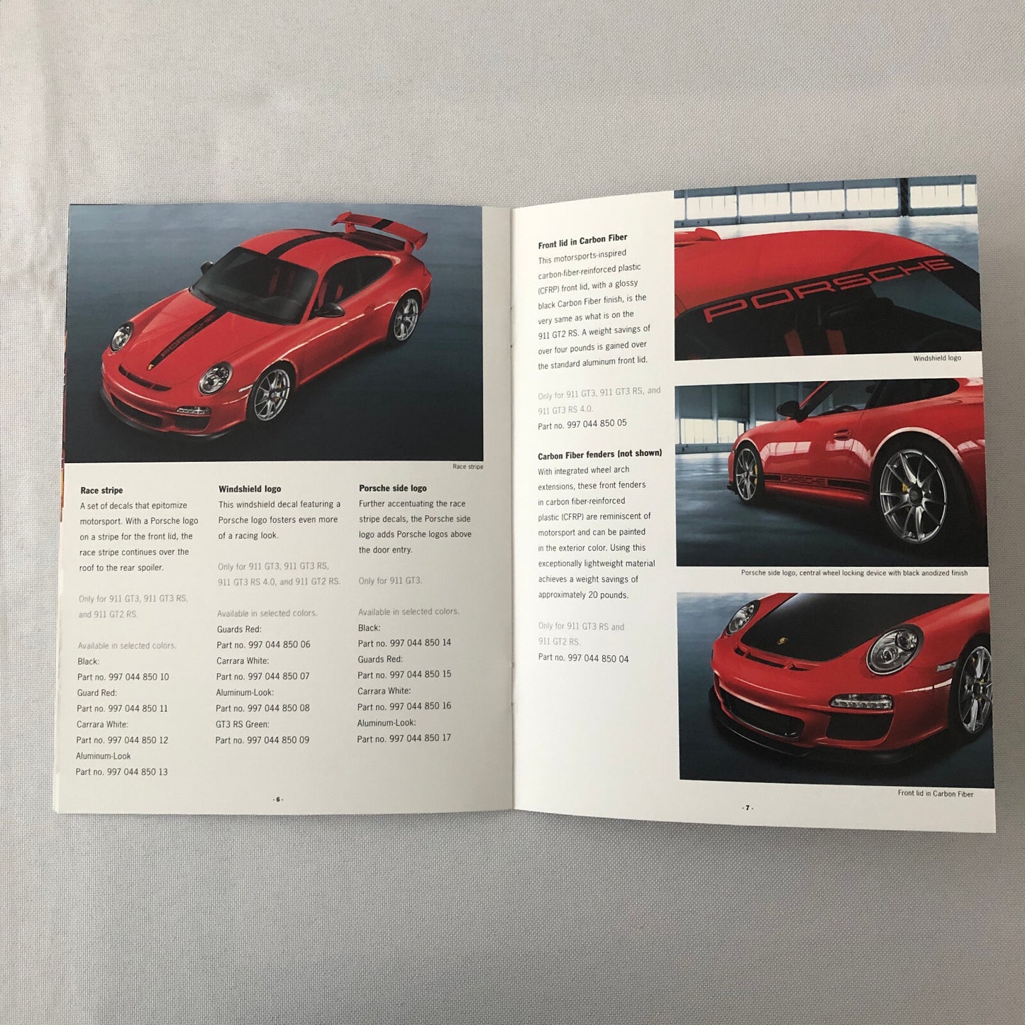 Porsche 911 GT2 GT3 Motorsport Accessories Sales Brochure Catalog 2011 2012