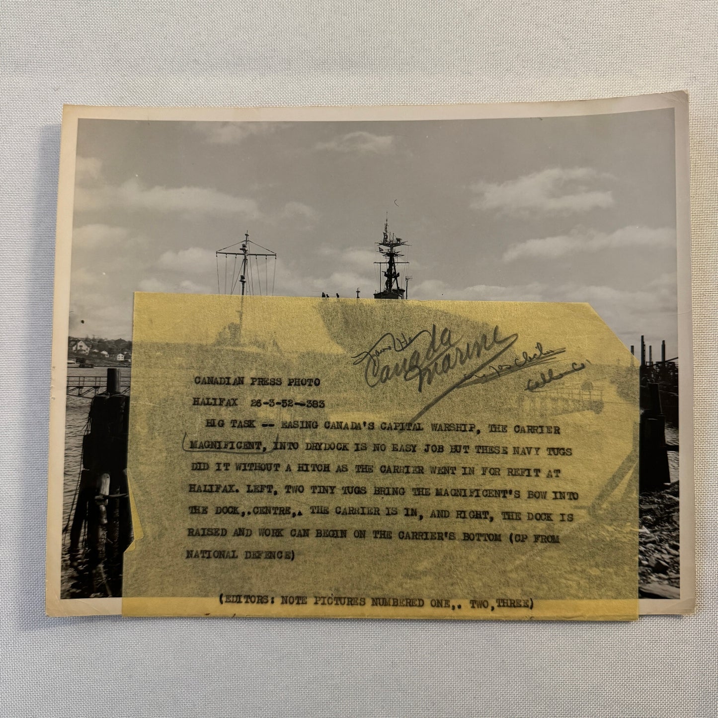 Royal Canadian Navy Military Ship Photo Photograph Vintage Warship Magnificent