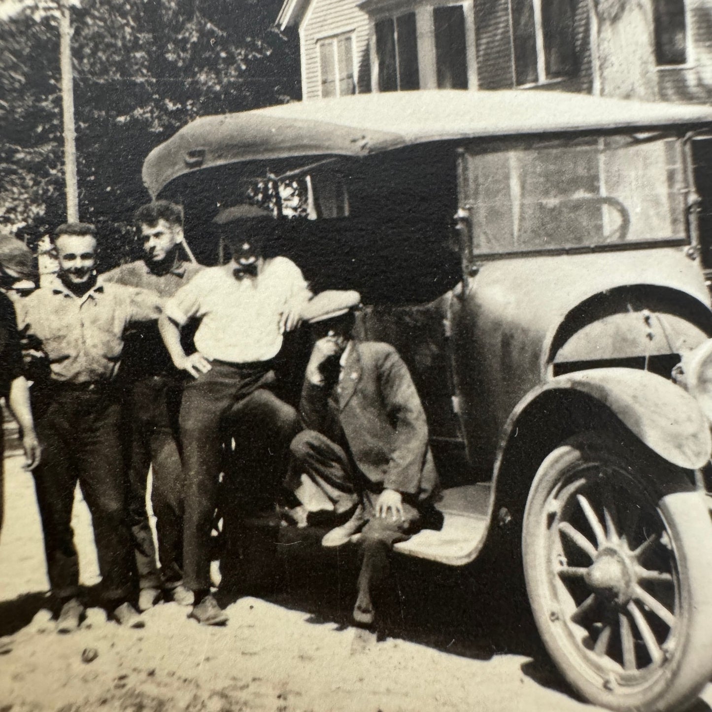 Vintage Car Photo Photograph Print Men with Automobile Snapshot