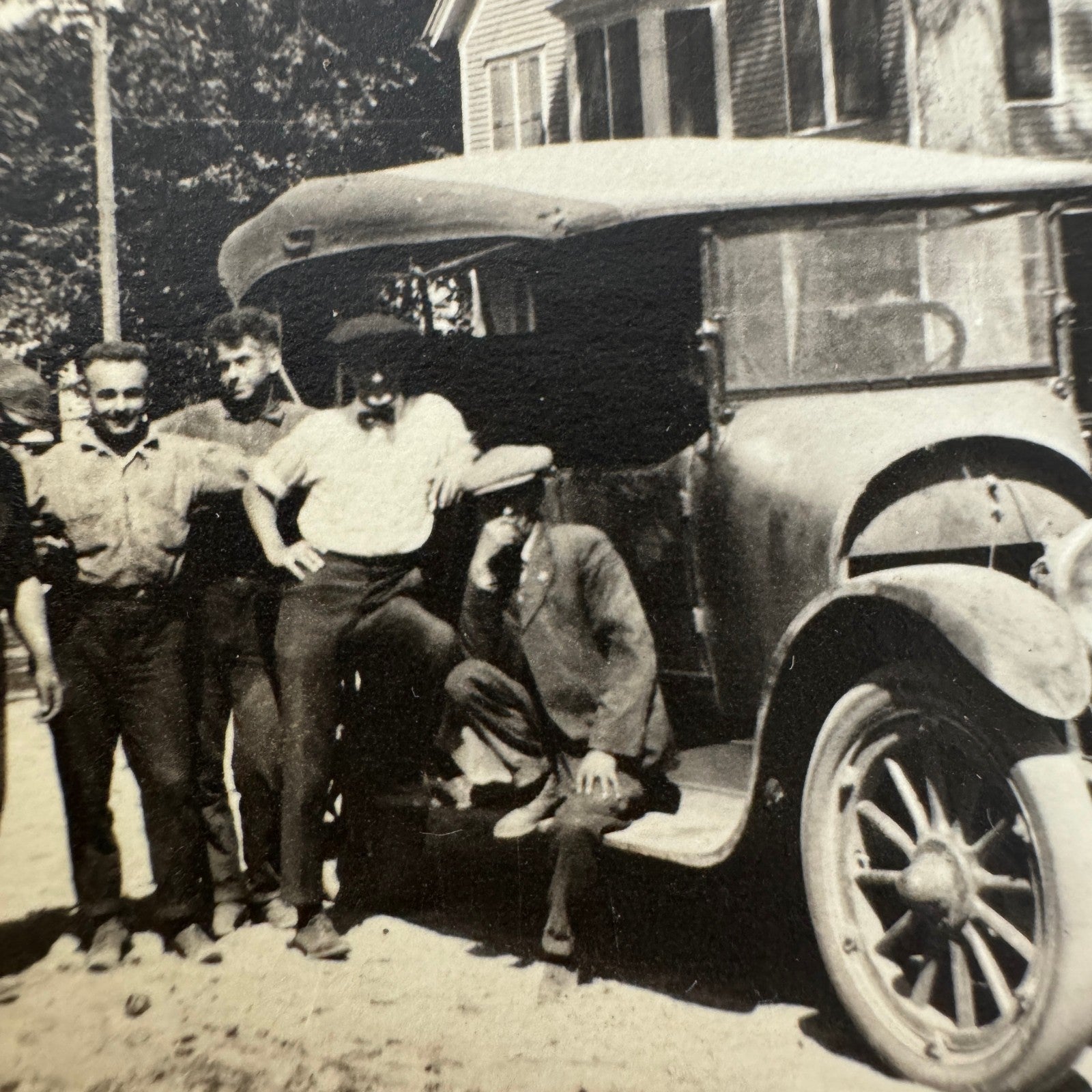 Vintage Car Photo Photograph Print Men with Automobile Snapshot