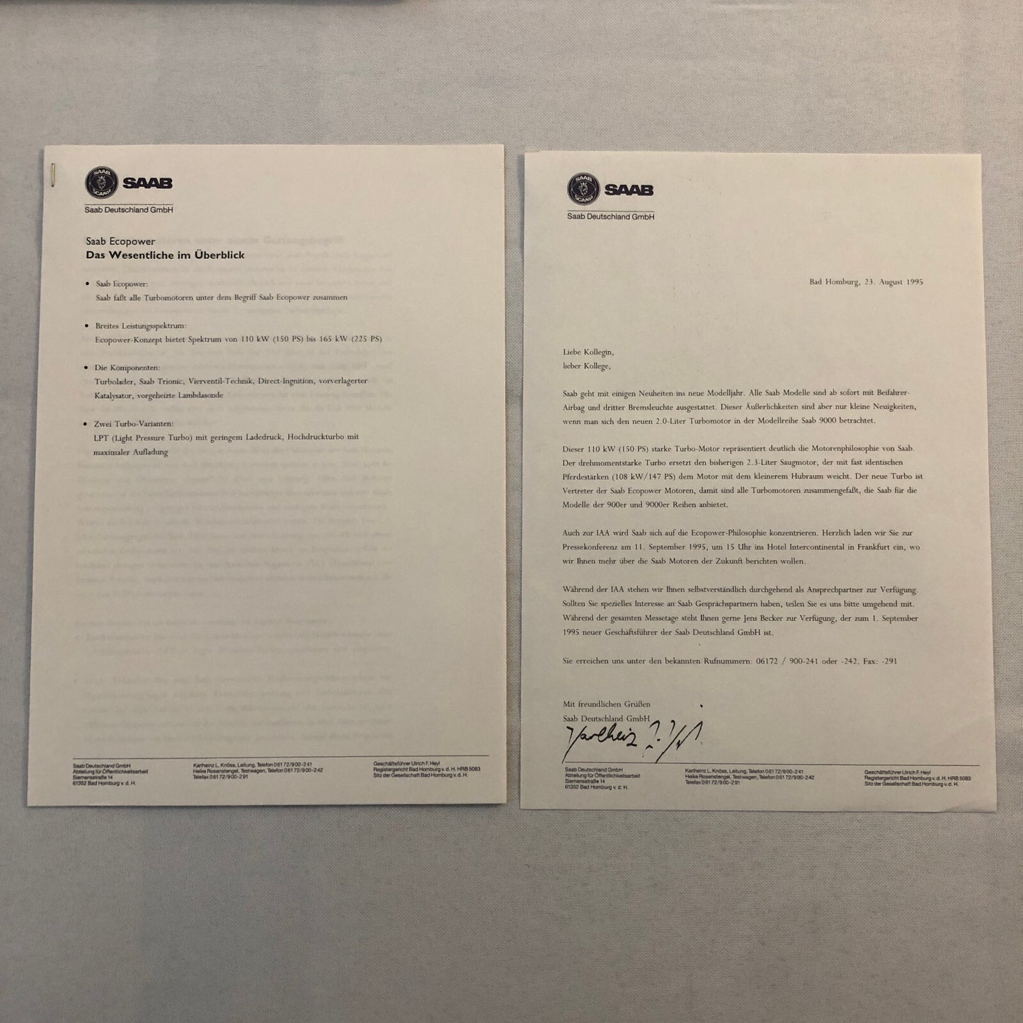 1996 Saab Car Press Kit 9000 900 Convertible Turbo GERMAN Market