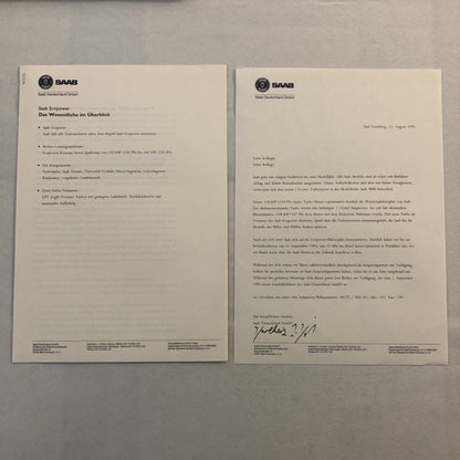 1996 Saab Car Press Kit 9000 900 Convertible Turbo GERMAN Market