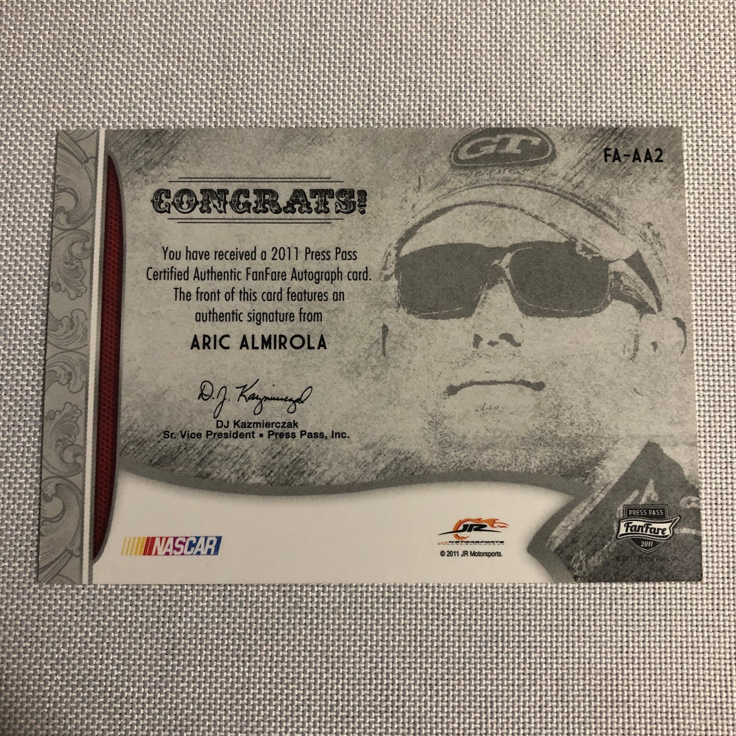 2011 Press Pass Aric Almirola Fanfare Autographs Signed Card Auto Signature /115