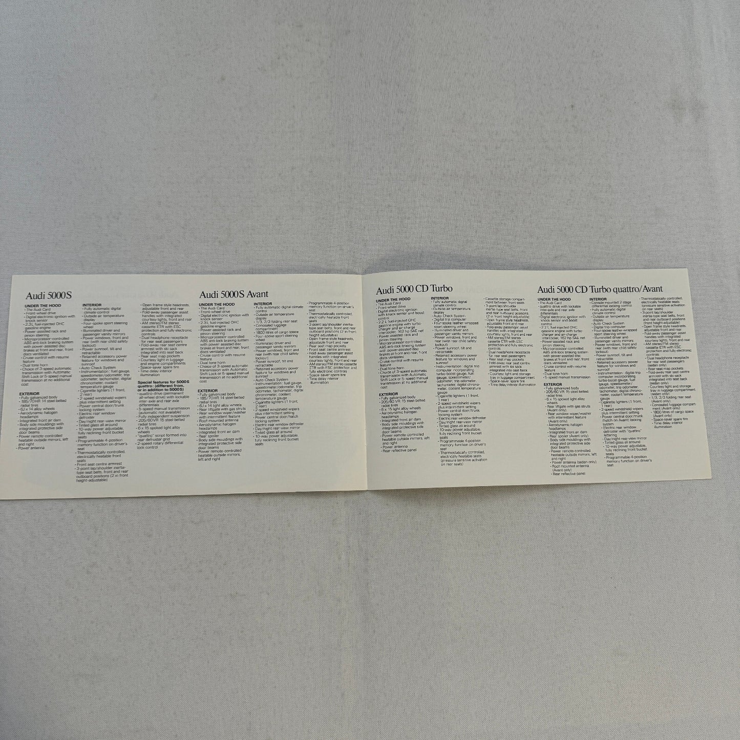 1988 Audi Car Sales Brochure Catalog 90 Quattro 5000 5000S Avant 5000CD 5000 CD