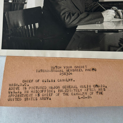 Major General Malin Craig United States Cavalry Chief Vintage Press Photo 1924