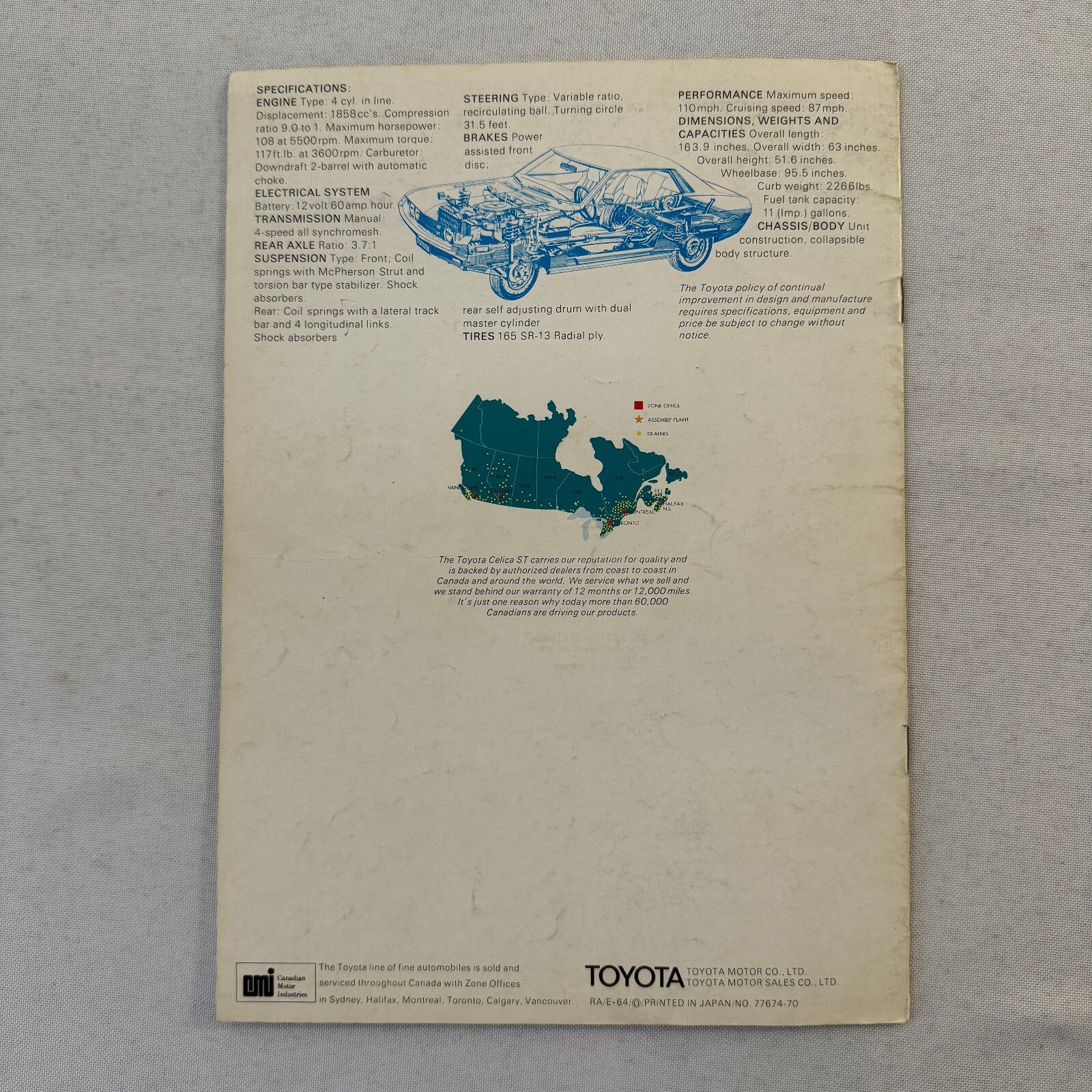 Toyota Celica Car Sales Brochure Catalog Advertising Toyota Celica ST