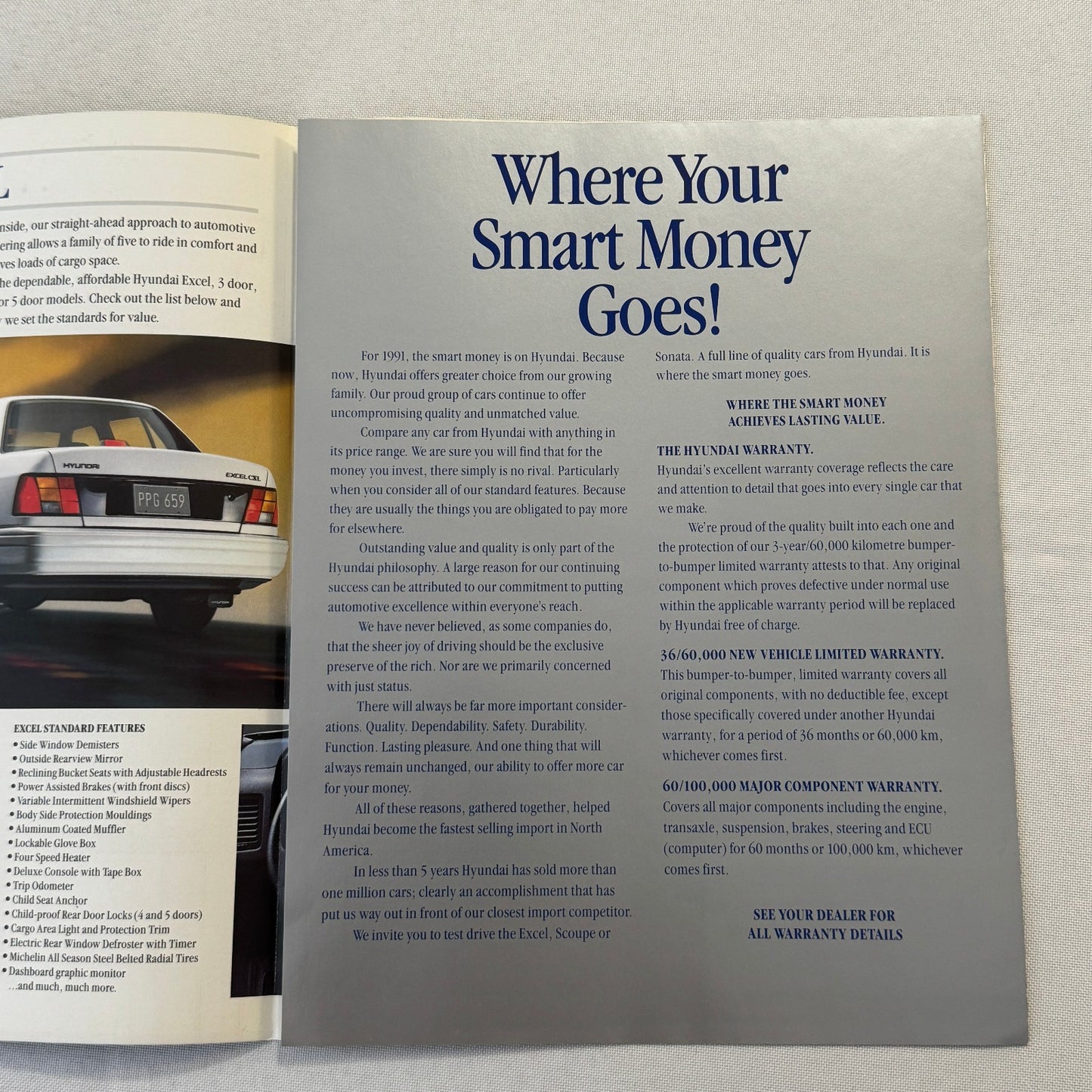 1991 Hyundai Car Sales Brochure Catalog Scoupe Excel Sonata