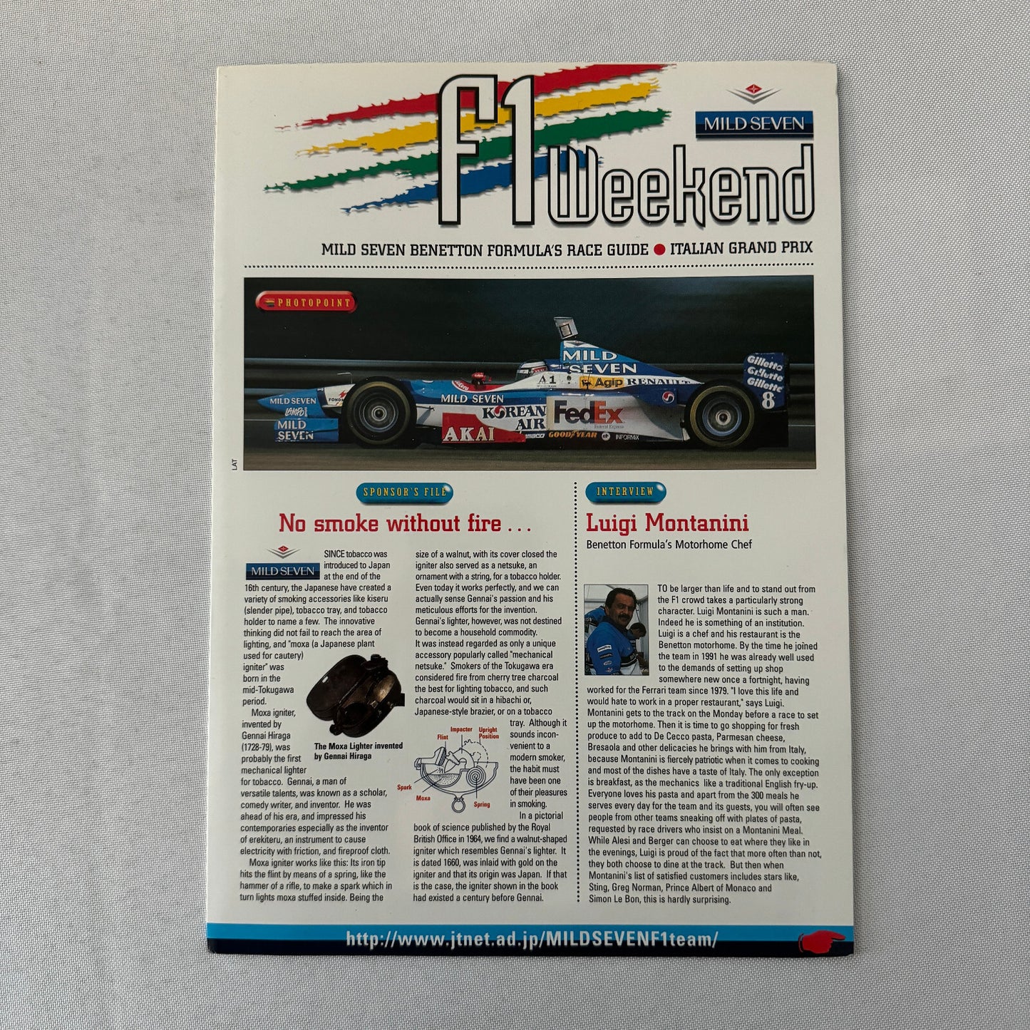 Mild Seven Benetton Formula One Race Guide Brochure F1 Racing Tobacco Italian GP
