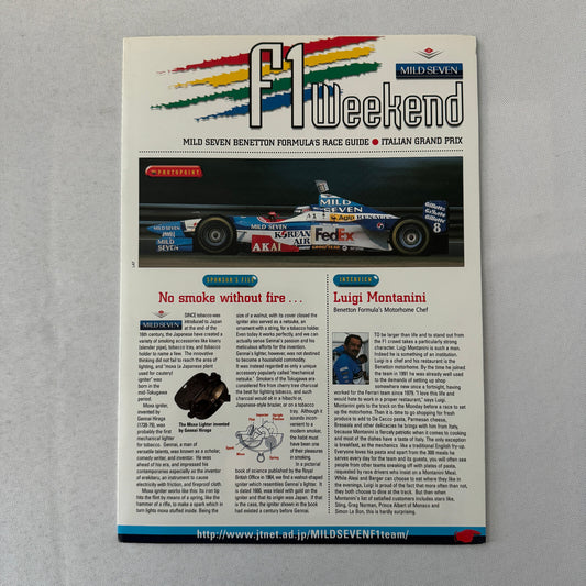 Mild Seven Benetton Formula One Race Guide Brochure F1 Racing Tobacco Italian GP