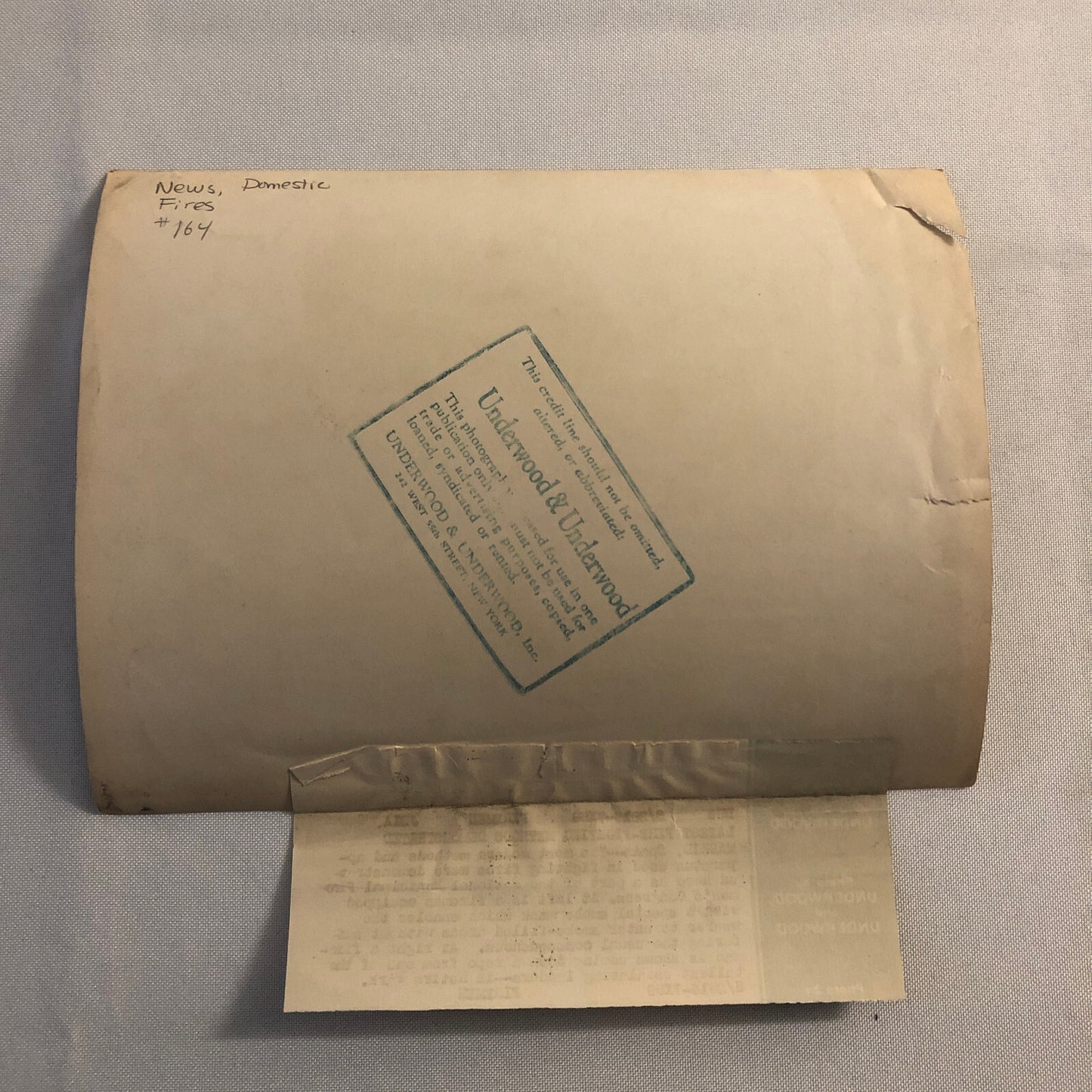 Press Photo Photograph Vintage Firefighting Firefighter Fire Fighter Underwood