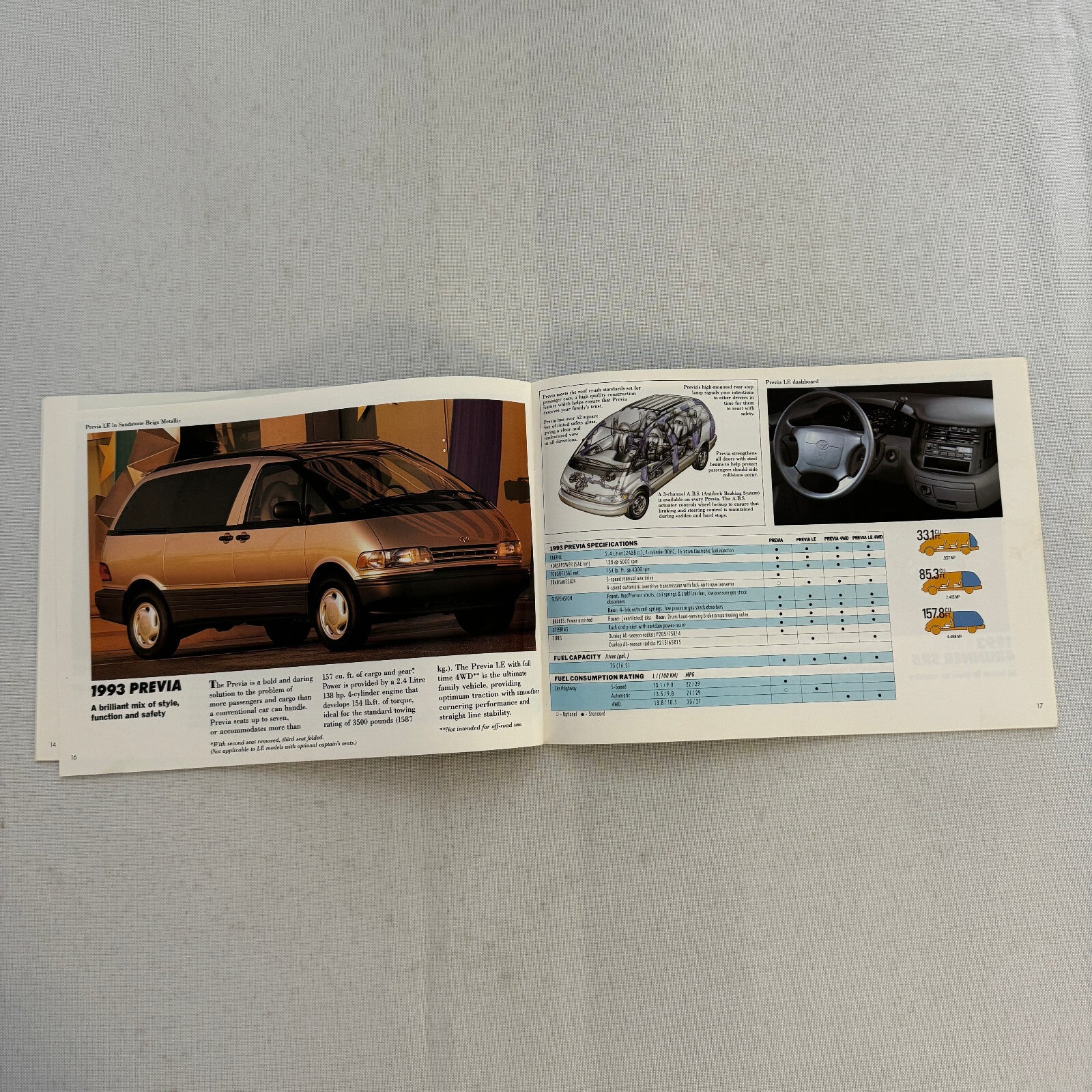 1993 Toyota Sales Brochure Catalog Previa Paseo MR2 Celica 4Runner T100 Pickup