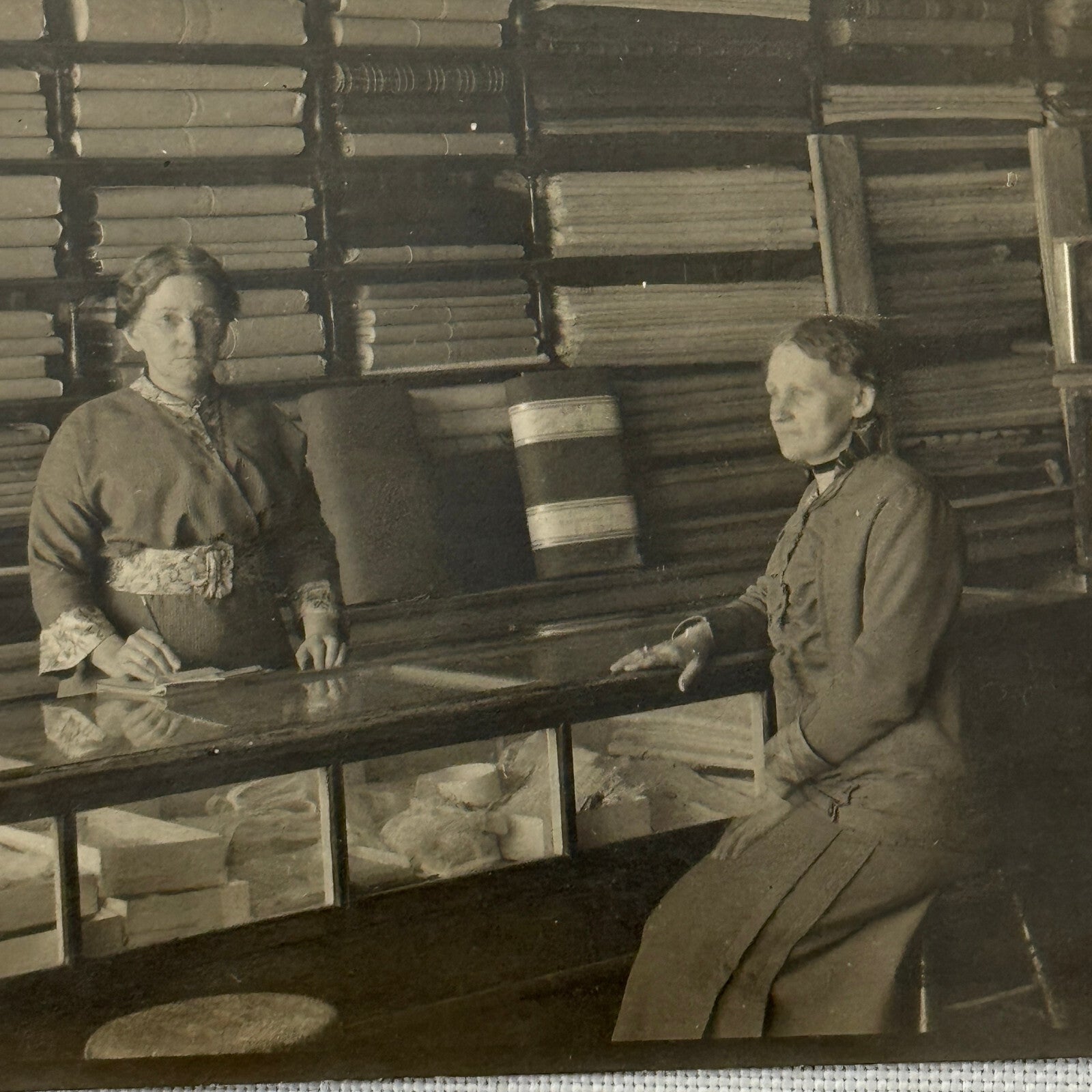Vintage Photo Photograph Women in Fabric Store Business Occupational