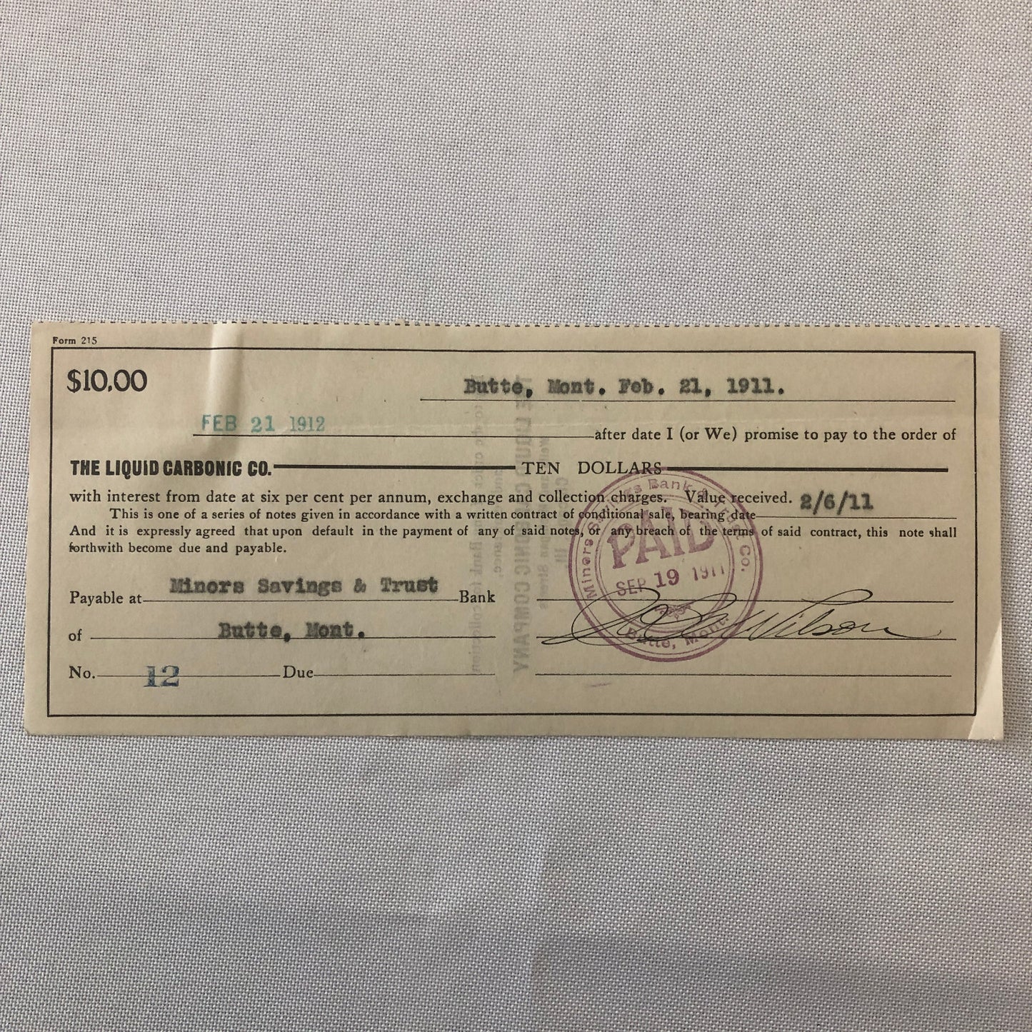 Liquid Carbonic Company Receipt Payment Note Document Ephemera Lot 26x 1911
