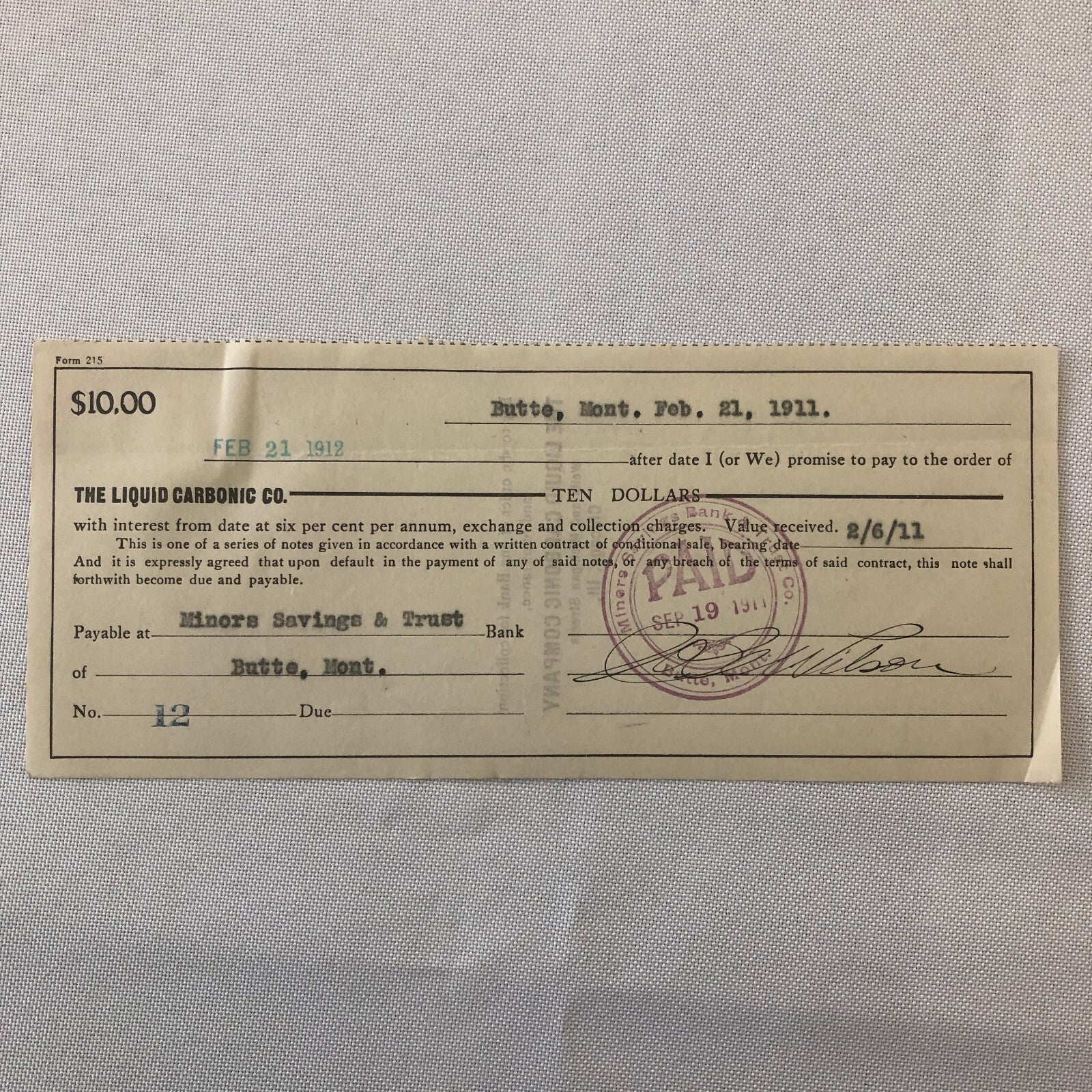 Liquid Carbonic Company Receipt Payment Note Document Ephemera Lot 26x 1911