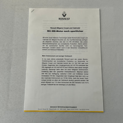 1999 Renault Clio Tech Run Car Press Kit Brochure Photos German Language