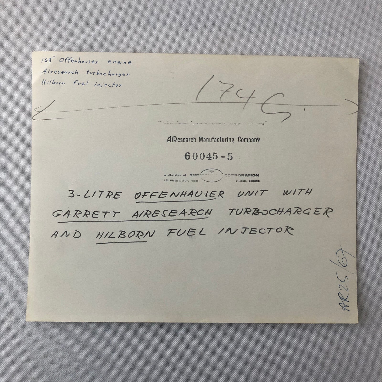 Indy Indianapolis 500 Racing Photo Photograph Offenhauser Garrett Turbocharger