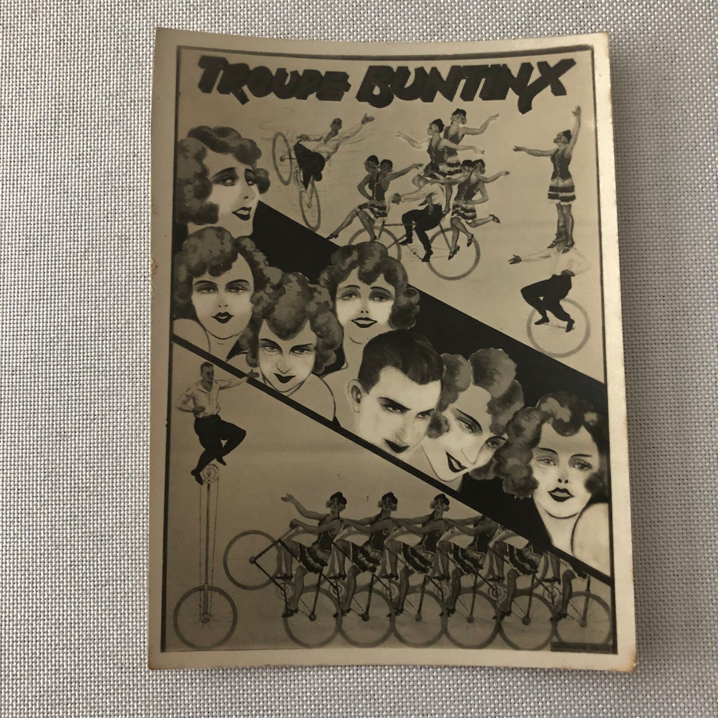 Vintage Circus Balancing Act Bicycle Bike Postcard Post Card Troupe Buntinx