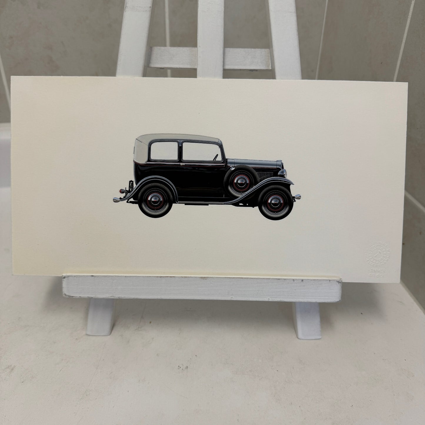 1936 Opel P4 Cabriolet Limousine Car Illustration Art Drawing Hand Drawn