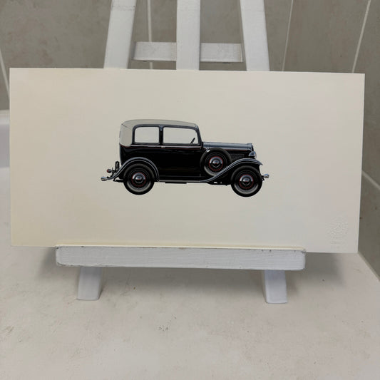 1936 Opel P4 Cabriolet Limousine Car Illustration Art Drawing Hand Drawn