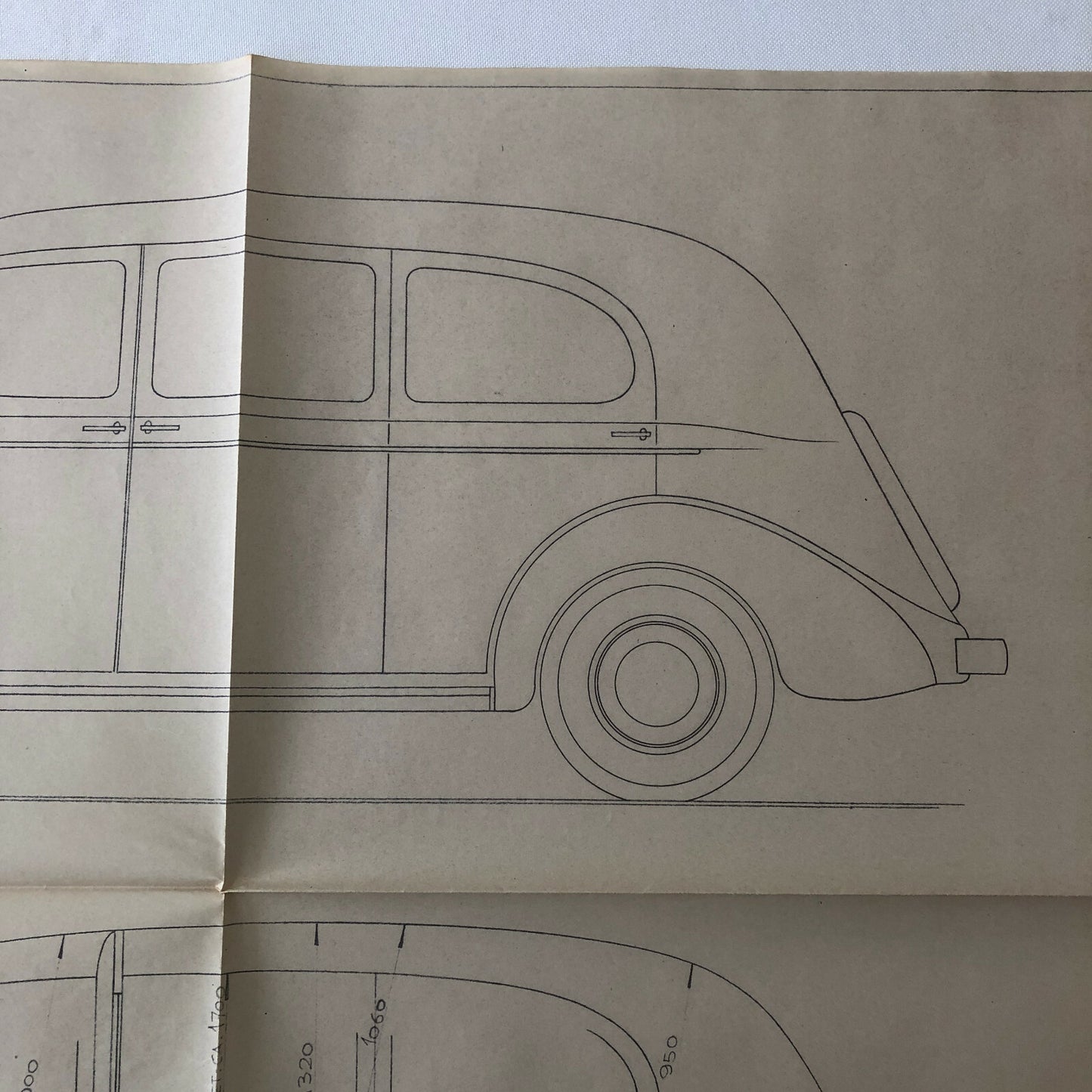 1937 Coachbuilder Car Design Blueprint Rendering Blue Print 6 Door Limousine 