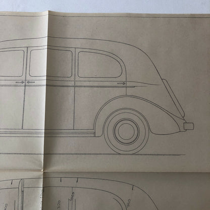 1937 Coachbuilder Car Design Blueprint Rendering Blue Print 6 Door Limousine 